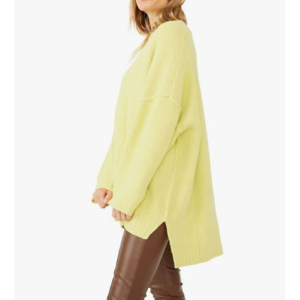Free People Peaches Slouchy Oversize Sweater Tunic Celery Neon Green Size Small - Picture 5 of 12